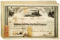 Baltimore & Ohio Rail Road Co. Issued Stock Certificate Group of 16, 1851