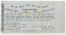Lake and Trumball County Plank Road Co., 1854 Issued Stock Certificate