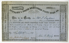 Newtown & North Hempstead Plank Road Co. 1854 Issued Stock Certificate