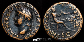 Nero Bronze Dupondius 12.39 g., 28 mm. Lugdunum 66 A.D. Good very fine