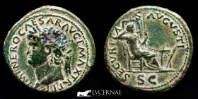 Nero Bronze Dupondius 12.99 g., 28 mm. Lugdunum 54-68 A.D. GVF