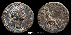Nero Bronze Dupondius 14.35 g., 28 mm. Lugdunum 54-68 A.D. Good very fine