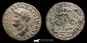 Nero Bronze Dupondius 13,23 g., 30 mm. Lugdunum 66-67 A.D. EF