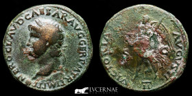 Nero Bronze Dupondius 15,27 g. 28 mm. Lugdunum 66 A.D. GVF