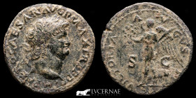 Nero Bronze As 12.04 g., 28 mm. Lugdunum 54-68 A.D. Good very fine