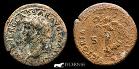 Nero bronze As 13,66 g., 30 mm. Lugdunum 66/7 A.D. Good very fine
