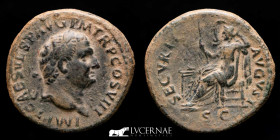 Titus Bronze As 9.54 g., 28 mm. Rome 80-81 A.D. Good very fine