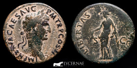 Nerva Bronze Sestertius 21.79 g., 33 mm. Rome 96-98 A.D. Good very fine