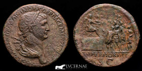Trajan Bronze Sestertius 24.32 g., 34 mm. Rome 115 A.D. Good very fine