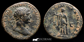 Trajan Bronze Dupondius 13,73 g., 26 mm. Rome 109-110 A.D. Good very fine
