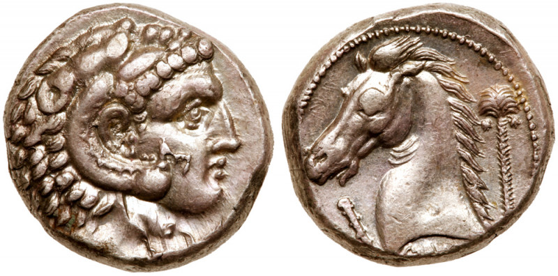 Sicily, Entella. Silver Tetradrachm (16.78 g), ca. 300-289 BC. Head of Herakles ...