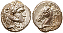 Sicily, Entella. Silver Tetradrachm (17.07 g), ca. 300-289 BC. Head of Herakles right, wearing lion's skin headdress; kerykeion below neck. Reverse: '...