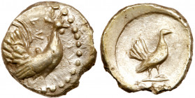Sicily, Himera. Silver Drachm (5.19 g), ca. 500 BC. Cock standing right in circular border of dots. Reverse: Hen standing right in shallow circular in...