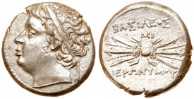 Sicily, Syracuse. Hieronymos. Silver 5 Litrai (4.21 g), 215-214 BC. Diademed head of Hieronymos left. Reverse: BA&Sigma;I&Lambda;E&Omega;&Sigma; IEP&O...