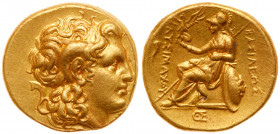 Thracian Kingdom. Lysimachos. Gold Stater (8.56 g), as King, 306-281 BC. Alexandria Troas, ca. 297/6-282/1 BC. Diademed head of the deified Alexander ...