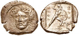 Lycian Dynasts. Perikles. Silver Stater (9.77 g), ca. 380-360 BC. Antiphellos, ca. 380-375 BC. Laureate and draped bust of Perikles facing slightly le...