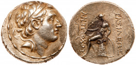 Seleukid Kingdom. Antiochos III. Silver Tetradrachm (16.98 g), 223-187 BC. Antioch on the Orontes, 197-187 BC. Diademed head of Antiochos III right. R...