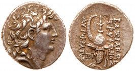Seleukid Kingdom. Diodotos Tryphon. Silver Drachm (4.06 g), 142-138 BC. Antioch on the Orontes. Diademed head of Diodotos Tryphon right. Reverse: BA&S...
