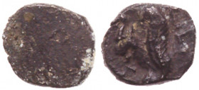 Judaea, Yehud (Judah). Hezekiah. Silver 1/2 Ma'ah Obol (0.26 g), ca. 375-332 BCE. Blank. Reverse: 'YHZ' partial inscription for Yehezqio - Hezekiah. F...