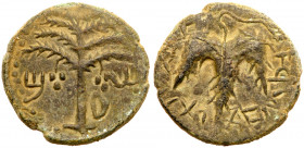 Judaea, Bar Kokhba Revolt. &AElig; Medium Bronze (9.77 g), 132-135 CE. Irregular issue. Year 2 (133/4 CE). 'Sma' (abbreviating Simon; Paleo-Hebrew), s...
