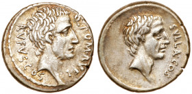 Q. Pompeius Rufus. Silver Denarius (3.89 g.), 54 BC. Rome. Q POM RVFI before, RVFVS COS behind, bare head of the consul Q. Pompeius Rufus right. Rever...