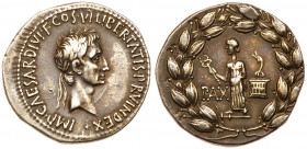 Augustus. Silver Cistophorus (11.95 g), 27 BC-AD 14. Mint of Ephesus, ca. 28 BC. IMP &bull;&nbsp;&nbsp;&nbsp;&nbsp; CAESAR &bull;&nbsp;&nbsp;&nbsp;&nb...