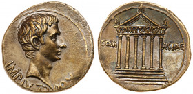 Augustus. Silver Cistophorus (11.87 g), 27 BC-AD 14. Pergamum, 19/8 BC. IMP X TR PO V, bare head of Augustus right. Reverse: COM ASIAE, hexastyle temp...