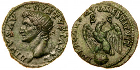 Divus Augustus. &AElig; As (9.08 g), died AD 14. Rome, restitution issue under Titus, AD 80/1. DIVVS AVGVSTVS PATER, radiate head of Augustus left. Re...