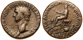 Nero Claudius Drusus. &AElig; Sestertius (25.99 g), died 9 BC. Rome, under Claudius, AD 41/2. NERO CLAVDIVS DRVSVS GERMANICVS IMP, Bare head of Nero C...