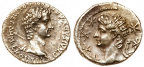Gaius Caligula, with Divus Augustus. Silver Drachm (2.70 g), AD 37-41. Uncertain mint in Crete, possibly Gortyna. &Gamma; &bull;&nbsp;&nbsp;&nbsp;&nbs...