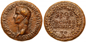 Gaius Caligula. &AElig; Sestertius (25.17 g), AD 37-41. Rome, AD 37/8. C CAESAR AVG GERMANICVS PON M TR POT, laureate head of Gaius Caligula left. Rev...