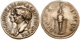 Claudius, with Agrippina II. Silver Cistophorus (10.89 g), AD 41-54. Ephesus. TI CLAVD CAES AVG AGRIPP AVGVSTA, jugate busts of Claudius and Agrippina...