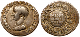 Nero. Silver Cistophorus (11.25 g), as Caesar, AD 50-54. Ephesus, under Claudius, ca. AD 50/1. NERONI CLAVD CAES DRVSO GERM, Bare-headed and draped bu...