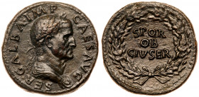 Galba. &AElig; Sestertius (26.48 g), AD 68-69. Rome. SER GALBA IMP CAES AVG, laureate and draped bust of Galba right. Reverse: S P Q R / OB / CIV SER ...