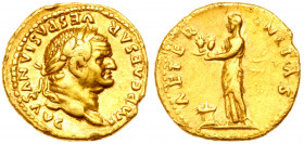 Vespasian. Gold Aureus (7.23 g), AD 69-79. Rome, AD 76. IMP CAESAR VESPASIANVS AVG, laureate head of Vespasian right. Reverse: AETER-NITAS, Aeternitas...