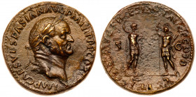 Vespasian. &AElig; Sestertius (26.28 g), AD 69-79. Rome, AD 71. IMP CAES VESPASIAN AVG P M TR P P P COS III, laureate head of Vespasian right. Reverse...