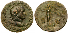 Vespasian. &AElig; As (12.08 g.) AD 69-79. Lugdunum, AD 71. IMP CAES VESPASIAN AVG COS III, laureate head of Vespasian right, globe at point of bust. ...