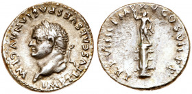 Titus. Silver Denarius (3.22 g), AD 79-81. Rome, AD 79. IMP TITVS CAES VESPASIAN AVG P M, laureate head of Titus left. Reverse: TR P VIIII IMP XV COS ...
