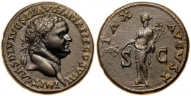 Titus. &AElig; Sestertius (26.63 g), AD 79-81. Uncertain mint in Thrace. IMP T CAES DIVI VESP F AVG P M TR P COS VIII, laureate head of Titus right. R...