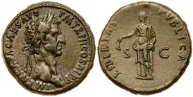 Nerva. &AElig; Sestertius (24.52 g), AD 96-98. Rome, AD 97. IMP NERVA CAES AVG P M TR P II COS III P P, laureate head of Nerva right. Reverse: LIBERTA...