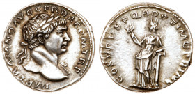 Trajan. Silver Denarius (3.74 g), AD 98-117. Rome, ca. AD 110. IMP TRAIANO AVG GER DAC P M TR P, laureate bust of Trajan right, slight drapery on far ...