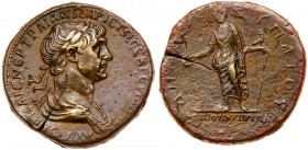 Trajan. &AElig; Sestertius (26.39 g), AD 98-117. Koinon of Cyprus, AD 103-111. AYTOKP KAIC NEP TPAIAN&Omega; APICT&Omega; EB &Gamma;EPM &Delta;AK, lau...