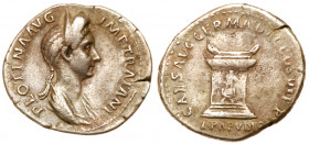 Plotina, wife of Trajan. Silver Denarius (3.10 g), Augusta, AD 105-123. Rome, under Trajan, AD 112-114. PLOTINA AVG IMP TRAIANI, diademed and draped b...