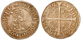 Tyrol. Sigismund (1427-1496). Silver 6 Kreuzer, undated. Hall mint. Struck after 1477. Crowned half-length figure right, holding scepter over shoulder...