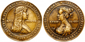 Holy Roman Empire, Maximilian I as Archduke (1493-1519), with Maria Duchess of Burgundy. Cast Bronze Medal, Dated 1479. On their marriage. Laureate he...