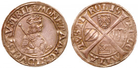 Tyrol. Maximilian I (1493-1519). Silver 6 Kreuzer, undated. Hall mint. Crowned half-length figure right, holding scepter over shoulder; left hand set ...
