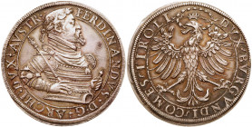 Archduke Ferdinand (1564-1595). Silver Double Taler, undated. Hall mint. Half length bust right, cuirassed and laureate, holds scepter; Leg: FERDINAND...