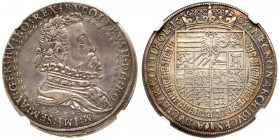 Rudolf II (1576-1612). Silver Half Taler, 1603. Laureate, cuirassed bust right wearing ruff within wreath. Reverse; Crowned Arms within Order chain (M...