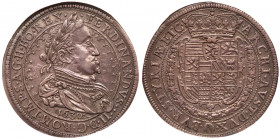 Ferdinand II (1619-1637). Silver Taler, 1630. Graz mint. Scalloped border around laureate bust right. Reverse ; Crowned arms within Order chain (Dav 3...