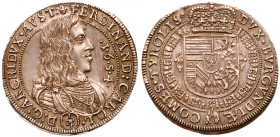 Ferdinand Karl, Archduke (1646-1662). Silver &frac14; Taler, 1654. Hall mint. 7.01g. Armored and draped bust right. Reverse; Crowned coat of arms surr...